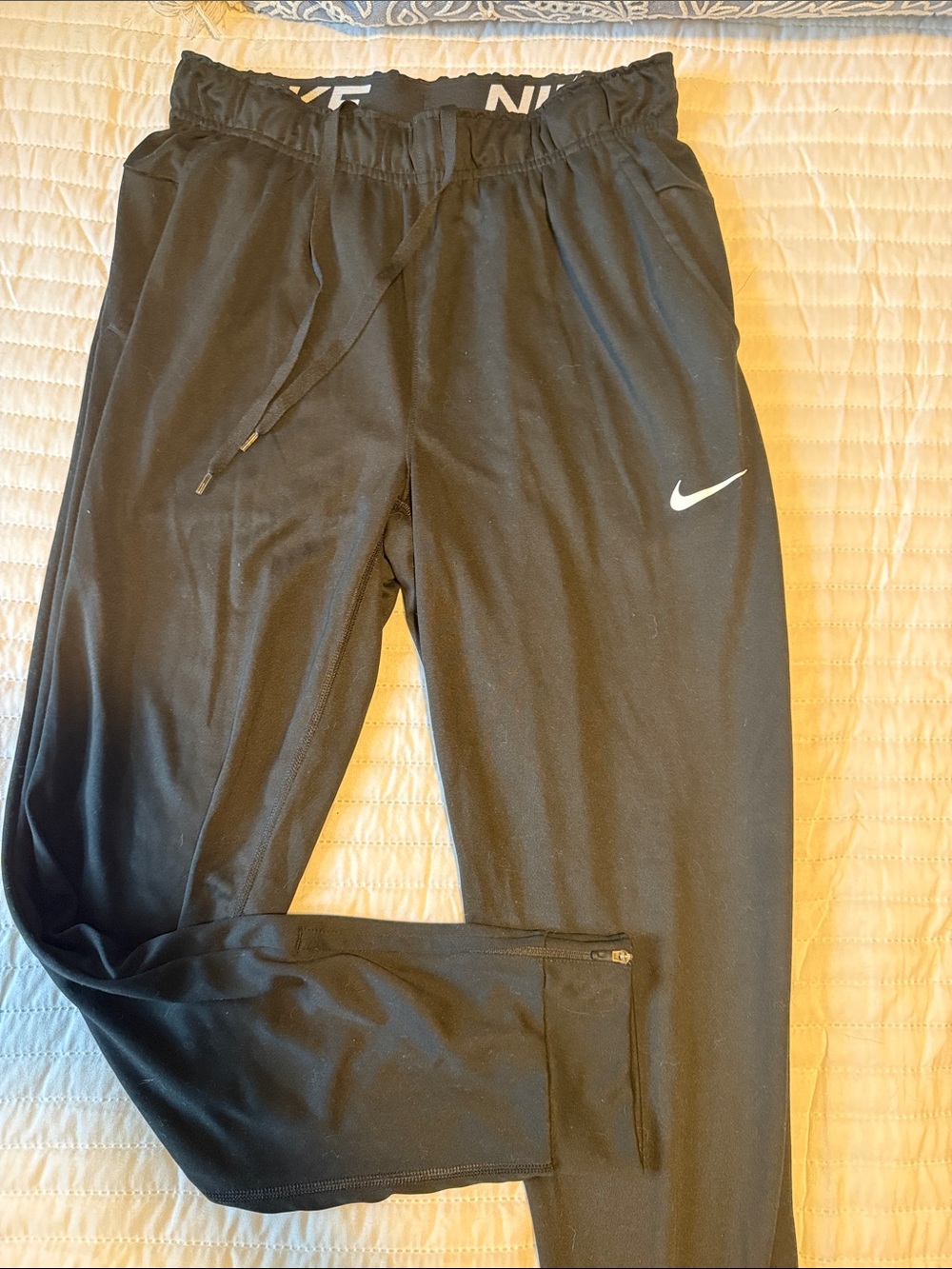Nike Black Kids' Jogger Track Pants with White Swoosh